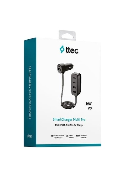 Ttec Smartcharger 6'sı 1 Arada Pd 90w Araç Hızlı Şarj Aleti 3 Usb-c+3 Usb-a 2ckp06s Siyah