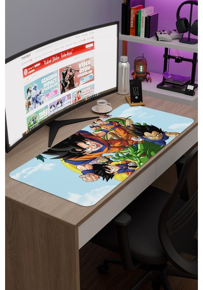 Dragon Ball Anime V1 - 90x40 Xxl Gaming Kauçuk Kaymaz Taban Mouse Pad Fare Altlığı
