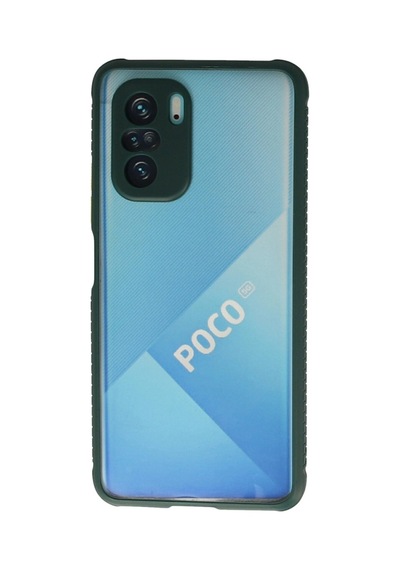 Xiaomi Poco F3 Kılıf Miami Şeffaf Silikon - Koyu Yeşil 0.2M-Çok Renkli