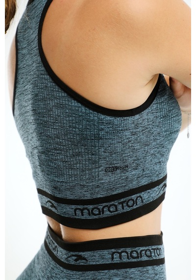 Maraton Active Slimfit Kadın Bisiklet Yaka Kolsuz Basic Petrol Bra 813076-Petrol