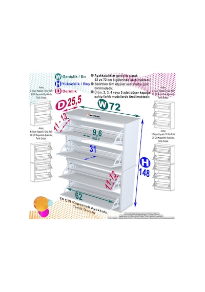 Modilayn Umay' 2 Li Asma Antre Hol 72 X 148 X 25, 5 Cm Lik 4 Düşer Kapak 8 Raf Bölmeli Ayakkabılık Beyaz - Ceviz Modilayn Umay' 2 Li Asma Antre Hol 72 X 148 X 25, 5 Cm Lik 4 Düşer Kapak 8 Raf Bölmeli Ayakkabılık Beyaz - Ceviz
