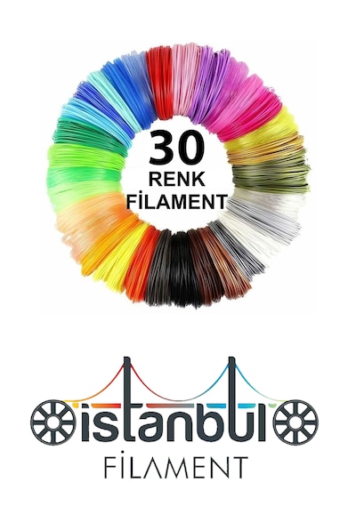 İstanbul Filament Pla 3d Kalem Yazıcı İçin 30 Renk 30x5 Metre 150 Metre Pla Filament 1.75mm