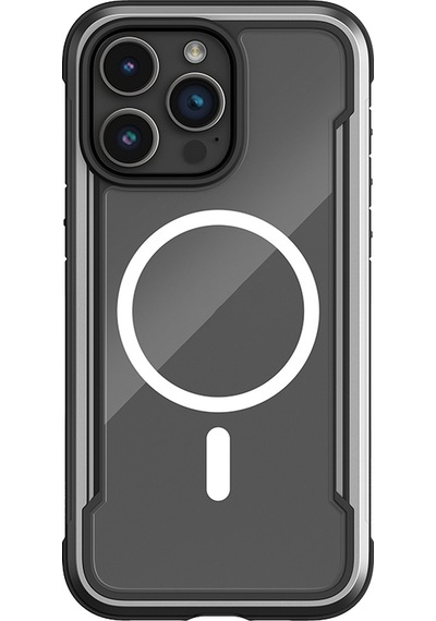 Apple Uyumlu iPhone 15 Pro Max Kılıf Magsafe Airbagli Raptic Shield Serisi Şeffaf Arka Yüzey Kapak Siyah Siyah