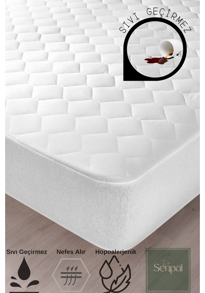 Kapitoneli-microfiber Fitted %100 Sıvı Su Geçirmez Tek-çift Kişilik Yatak Koruyucu Çarşaf Alez Çocuk Beyaz