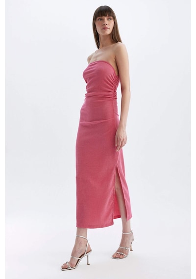 DeFacto Bodycon Straplez Bürümcük Midi Abiye Elbise D3510AX24HSPN296