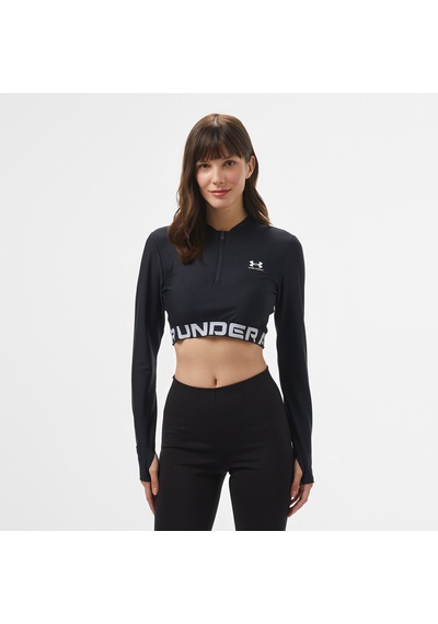 Under Armour Heat Gear Rib 1/4 Zipped Kadın Siyah Cropped Üst1388692