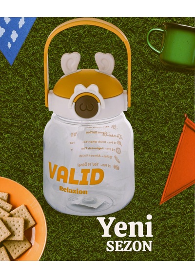 Relaxion Hediyeli, İthal Lüx Kulaklı Beyaz -sarı Matara/suluk 1100 Ml 446 Beyaz - Sarı