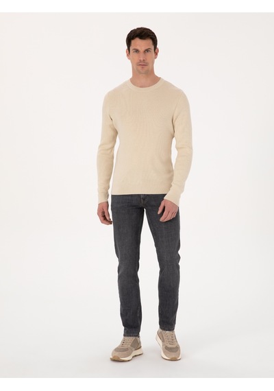 Cacharel Bej Slim Fit Pamuk Karışımlı Bisiklet Yaka Selanik Örgü Triko Kazak Cacharel Bej Slim Fit Pamuk Karışımlı Bisiklet Yaka Selanik Örgü Triko Kazak