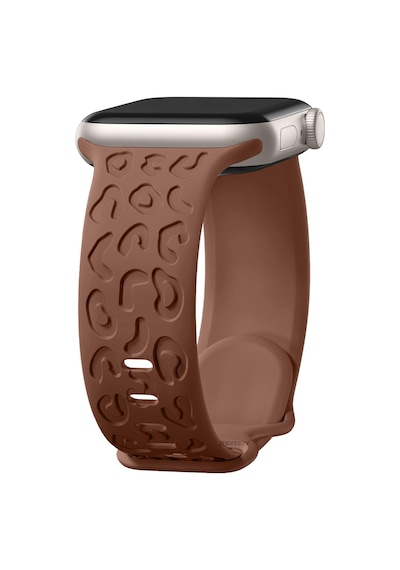Apple Uyumlu  Watch  Ultra 1 Ve 2 49mm Leopar Desenli Yumuşak Silikon Kordon