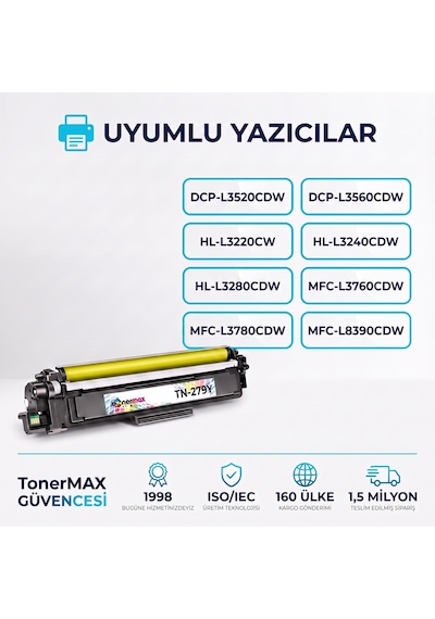 Brother Tn-279 Uyumlu, Toner Sarı- Çipli / Dcp-l3520cdw / L3560cdw / Hl-l3220cw / L3240cdw / L3280cdw / Mfc-l3270cdw / L3760cdw / L3770cdw / L3780cdw / L8390cdw Brother Tn-279 Uyumlu, Toner Sarı- Çipli / Dcp-l3520cdw / L3560cdw / Hl-l3220cw / L3240cdw / L3280cdw / Mfc-l3270cdw / L3760cdw / L3770cdw / L3780cdw / L8390cdw