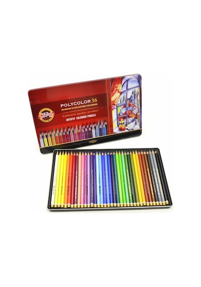 Koh-i Noor Polycolor Artist Kuru Boya Kalemi 36 Renk Metal Kutu