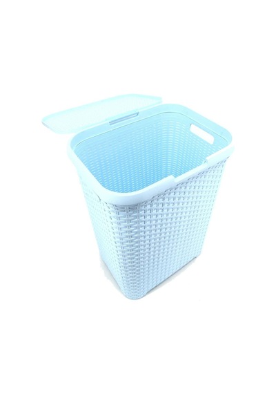 Hasır Desenli Plastik Çamaşır Sepeti Açık Mavi Diğer