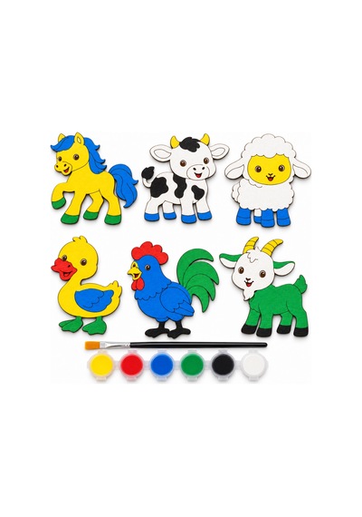 Yazma 6 Lı Çiftlik Hayvanları Mdf Boyama Seti 17 Cm
