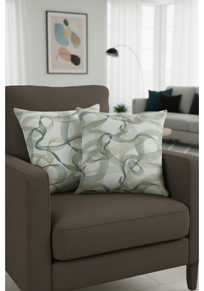 Chevron Bohem Dekoratif Punch Yastık Kırlent Kılıfı 2 Adet 45x45 Zen Dalga İndigo 45 x 45