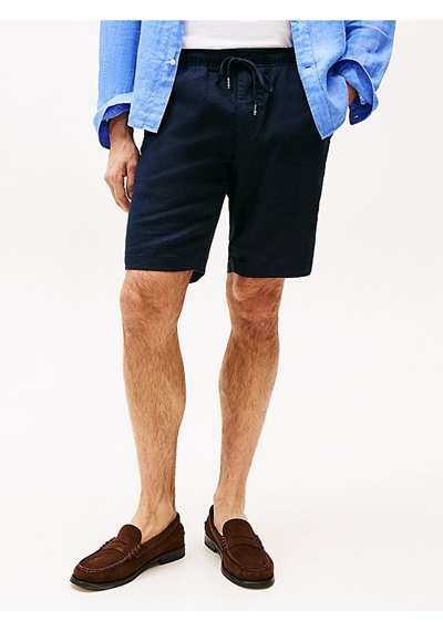 Tommy Hilfiger Harlem Po Lınen Short Erkek Mavi Şort - Mw0mw37804