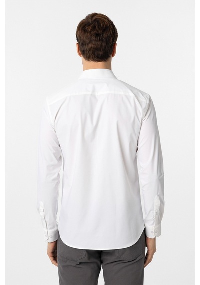 Süvari Beyaz Slim Fit Düz Klasik Yaka Gömlek-34100 Beyaz