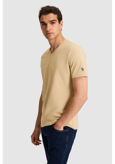 U.s. Polo Assn. Erkek Bej Tişört Basic 50326944-vr011