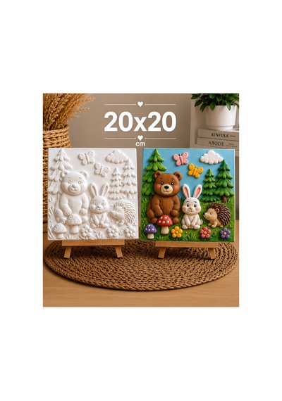 Orman Hayvanları Boyama Seti 20x20 Cm 6'lı Boya Ve Fırça Dahil