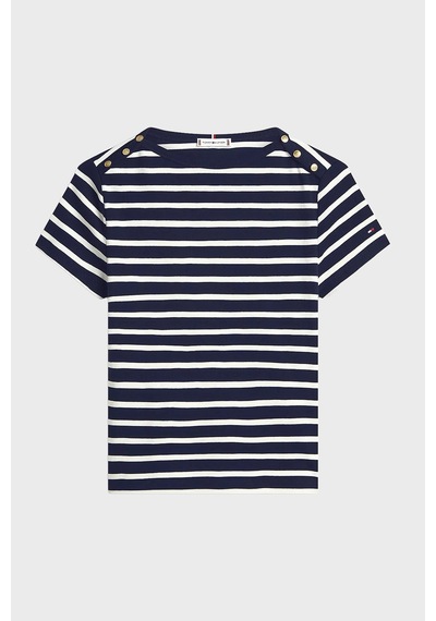 Tommy Hilfiger Bayan T Shirt Ww0ww49250 0x3 Lacivert-beyaz