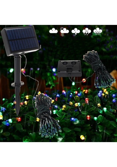 MİGHTY GÜNEŞ ENERJİLİ 100 LED 12 METRE RGB ÇOK RENKLİ YILBAŞI ÇAM