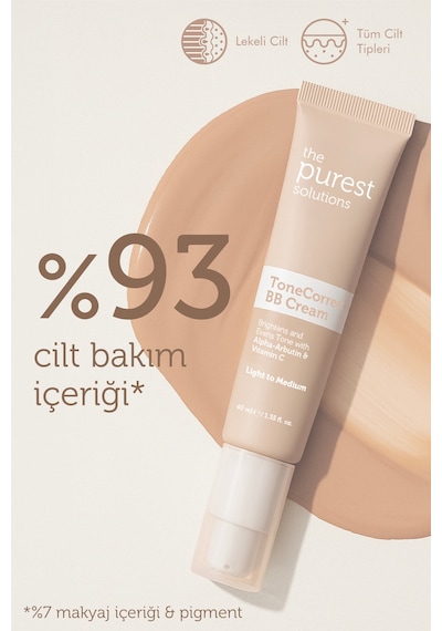 The Purest Solutions Lekeli Ciltler İçin Cilt Tonu Eşitleyici BB Krem, SPF 50+ 40 ml – Açık / Orta Ton