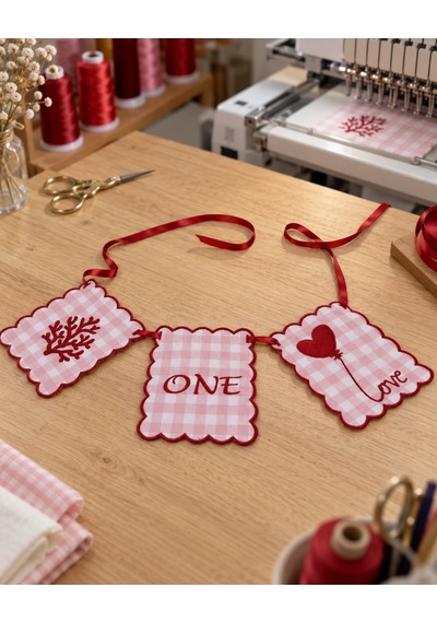 Tly Home & Baby One Nakışlı Kumaş 1 Yaş Doğum Günü Flaması Mama Sandalyesi Süsü