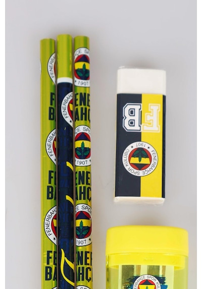 Lisanslı Fenerbahçe 3 Adet Kurşun Kalem, Silgi Ve Kalemtraş Seti Altın