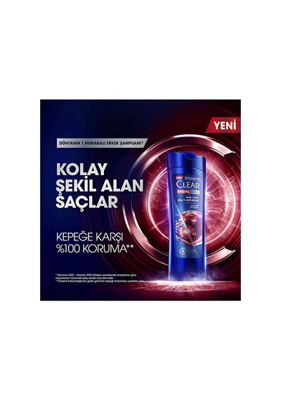 2 Adet Clear Men Hızlı Stil 2in1 Şampuan 350 Ml