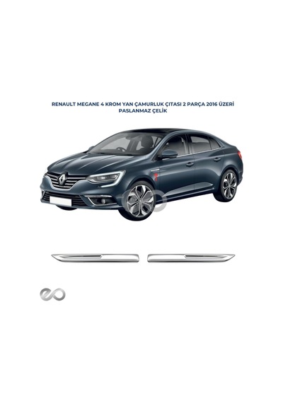 Ebal Otomotiv Renault Megane 4 Krom Yan Çamurluk 2 Parça 2016-2020 Model Arası Uyumlu P.Çelik