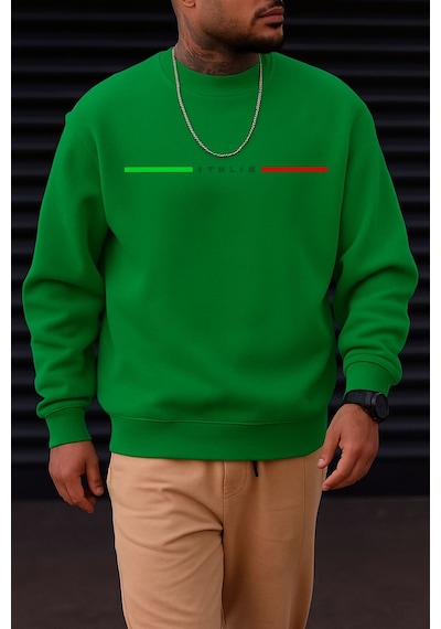 Benroma 3 İplik Penye Italıa Baskılı Unisex Sweatshırt Çok Renkli
