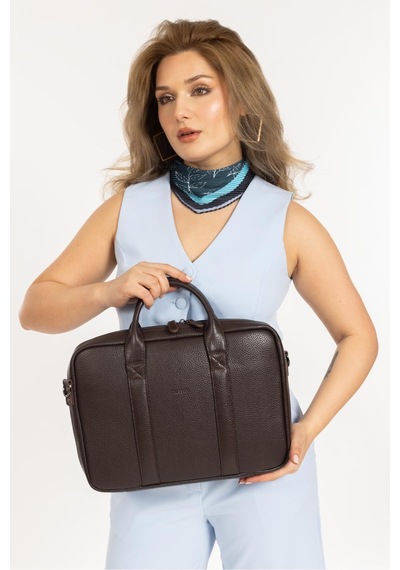 Mussen Hakiki Deri Organizer Macbook Laptop Evrak Çantası 13" & 14" İnç Kahve Naturel