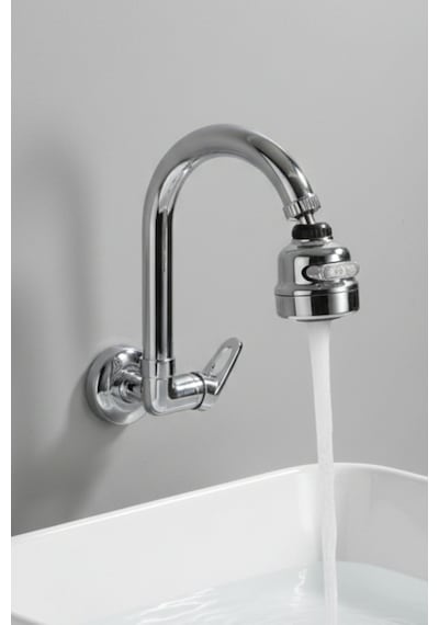 Duvardan Baston Borulu 3 Fonsiyonlu Başlıklı Tek Su Girişli Banyo Lavabo Bataryası Krom