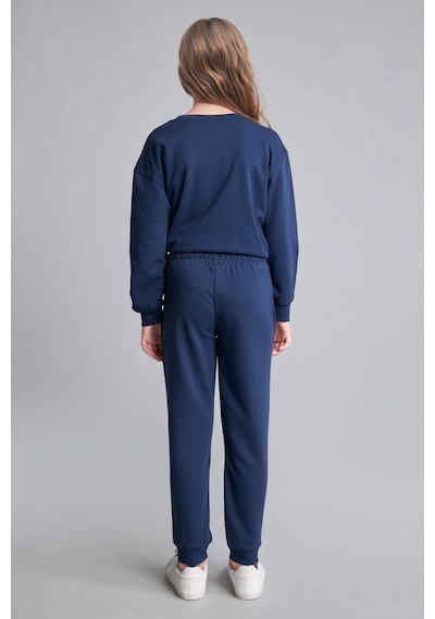 Defacto Kız Çocuk Standart Fit Basic Düz Beli Lastikli Jogger Eşofman Altı Y1226a625aunv241 Lacivert