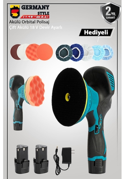 Grm9003 Çift Akülü Orbital 18v Lityum 2x Batarya 6 Devir Ayarlı