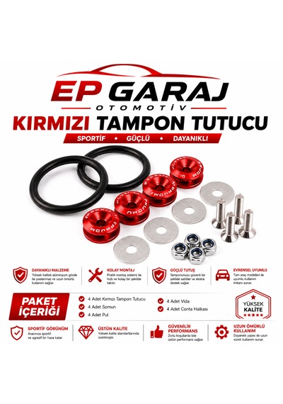 Universal Bütün Araçlara Uyumlu Kırmızı Tampon Tutucu Sportif Ve Dikkat Çekici Tasarım