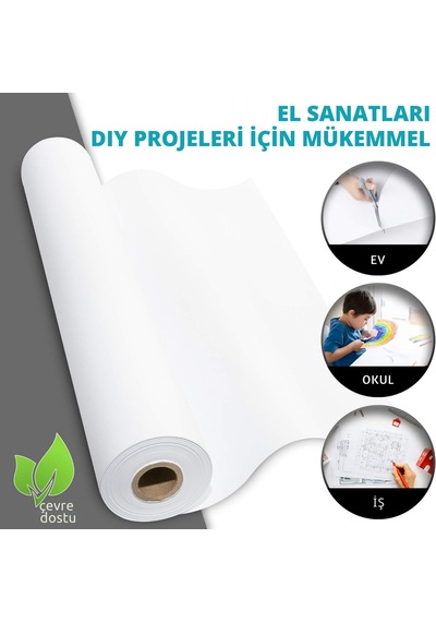 Beyaz Kraft Ambalaj Ve Hediye Paketleme Kağıdı, Rulo Resim, Çeyiz Kağıdı, 80 Gr-70 Cm X 50 Metre