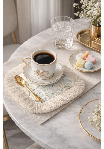 Zarif Çiçek Motifli Saçaklı Sunum Peçetesi - Pastel Vintage Bohem Gri Bardak Altlığı Mendil Orman Altın Sarısı Zarif Çiçek Motifli Saçaklı Sunum Peçetesi - Pastel Vintage Bohem Gri Bardak Altlığı Mendil Orman Altın Sarısı