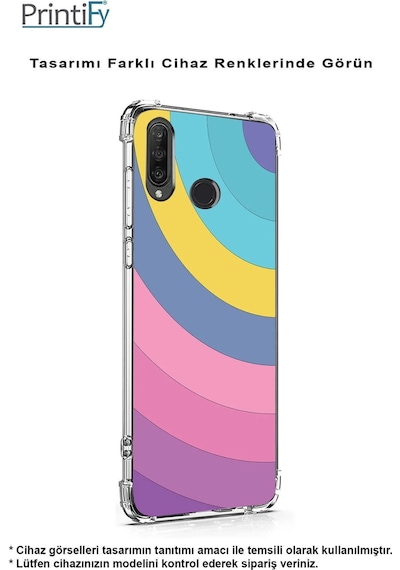 Huawei P30 Pro Köşe Korumalı Renk Cümbüşü B Tasarımlı Şeffaf Silikon Kılıf
