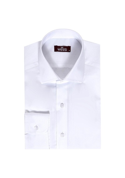 Pamuk Saten Slim Fit Beyaz Erkek Gömlek 001