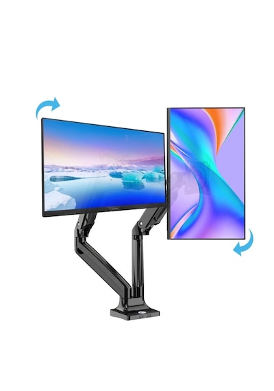 Amortisörlü Çift Monitör Tutucu 17-32 İnç Vesa Uyumlu Monitör Kolu Siyah