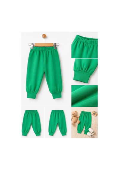 H&c Coolboy H&c %100 Pamuk Penye Bebek Tek Alt Pantalon 0-36 Ay Yeşil