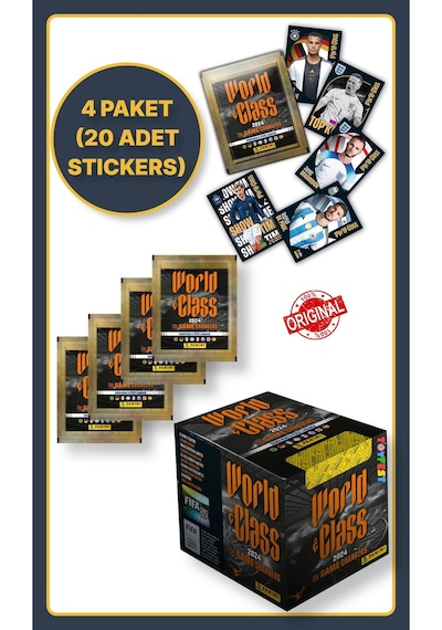 Panini Fifa World Class Koleksiyon Futbolcu 2024 Sticker Çıkartmaları + 4 Paket 20 Adet Sticker