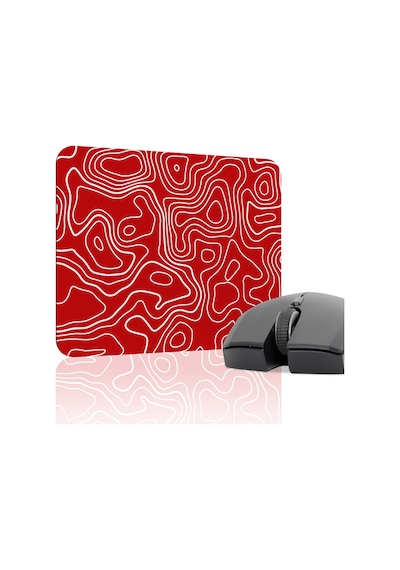 Kırmızı Beyaz 22x18 Taraftar Gaming Oyuncu Mouse Pad Kaymaz Taban Küçük Fare Altlığı Topography