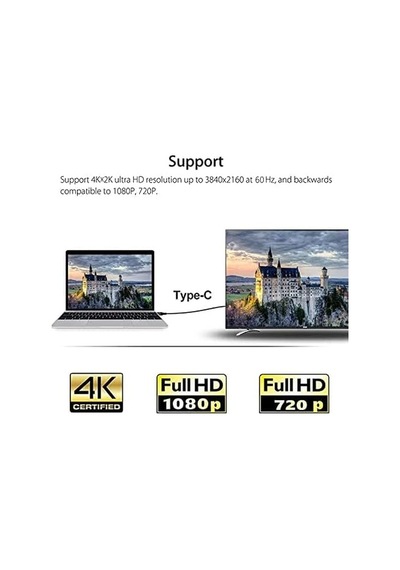 Hc-01 Type-c To 4k Ultra Full Hd Hdmı Usb-c Tak Çalıştır Macbookile İpadile Telefon İle Uyumlu Görüntü Aktarım Kablosu-1.8m