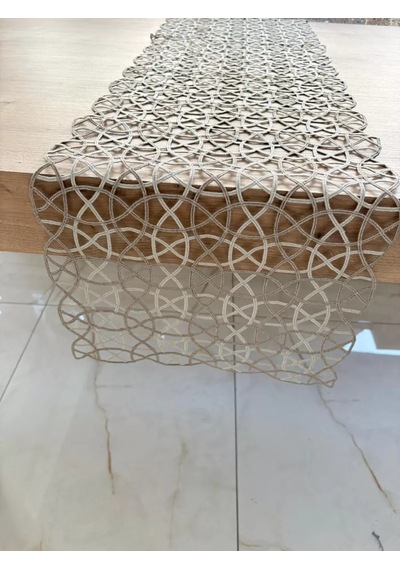 Salon Takımı Angles Çeyizlik Krem Kapi Runner Set 5 Parça İşlemeli Ranır Masa Sehpa Konsol Örtüsü Sarı