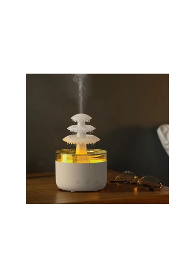 3 Katlı Şelale Yağmur Tasarımlı Ultrasonik Aroma Difüzör 6 Renk Led Işıklı Hava Nemlendirici Çok Renkli