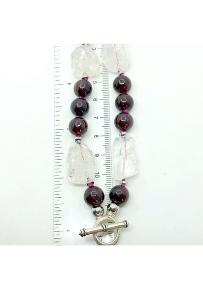 2824 Ham Herkimer Elmas Garnet Hematit El Yapımı Düğümlü Kolye 0112 - Bordo