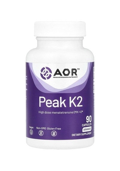 Advanced Orthomolecular Research Aor, Peak K2, 15 Mg, 90 Capsules