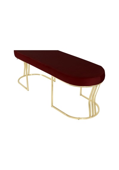 Viego Gold Smooth- Bordo Kapitoneli Model Puf & Bench & Koltuk- Oturak-uzun Makyaj Puff-yatak Odası Ucu &önü