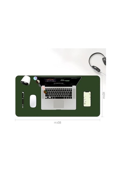 Çift Renkli 80x40 Cm Dikişli Pu Deri Masa Matı, Kaymaz Tabanlı Mousepad